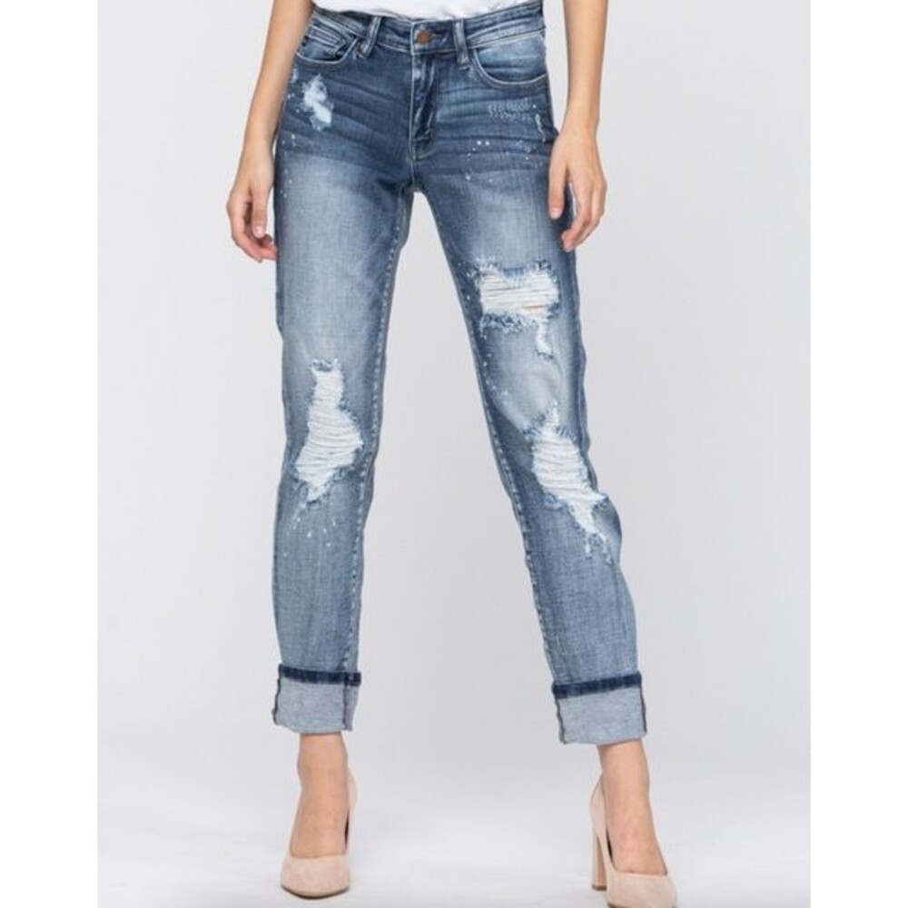 Judy Blue 82169 Bleached Boyfriend Size 1 Mid Rise